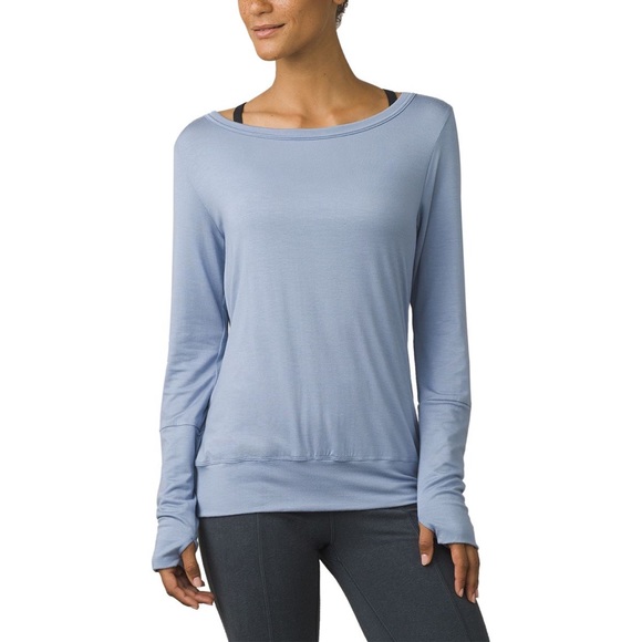 prAna Women's Synergy Top (Light Blue/Lavender Color) Size Medium - Picture 1 of 8